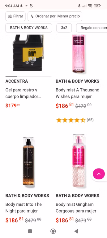 Bath and body works mist. Están a muy buen precio en Liverpool.