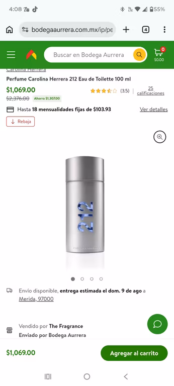 Bodega Aurrera: 212 Men EDT 100ml