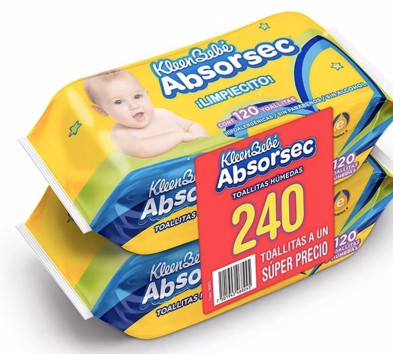 Bodega Aurrera: Bodega Aurrerá y Walmart: Toallitas húmedas Kleenbebé AbsorSec 240 pzas