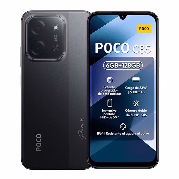 Bodega Aurrera: Celular Xiaomi Poco Phone C85 Dual Sim 6gb Ram 128gb Rom Negro en Aurrera