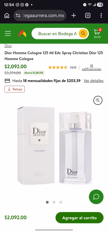 Bodega Aurrera: Dior Homme Cologne 125 MI Cristian Dior