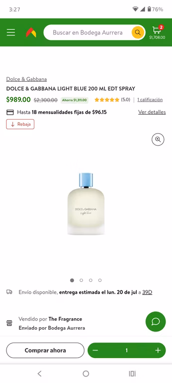Bodega Aurrera: DOLCE & GABBANA LIGHT BLUE 200 ML EDT SPRAY The Fragrance