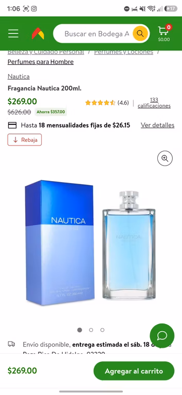 Bodega Aurrera: Garrafon de mata nichos nautica voyage 200ml
