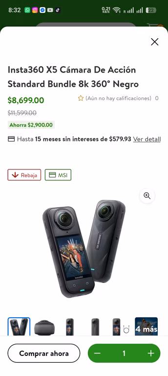 Bodega Aurrera: Insta360 X5 Cámara De Acción