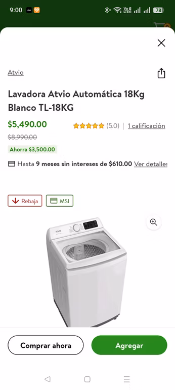 Bodega Aurrera: Lavadora ATVIO 18KG