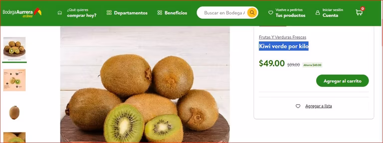 BODEGA AURRERA - WALMART Kiwi verde por kilo
