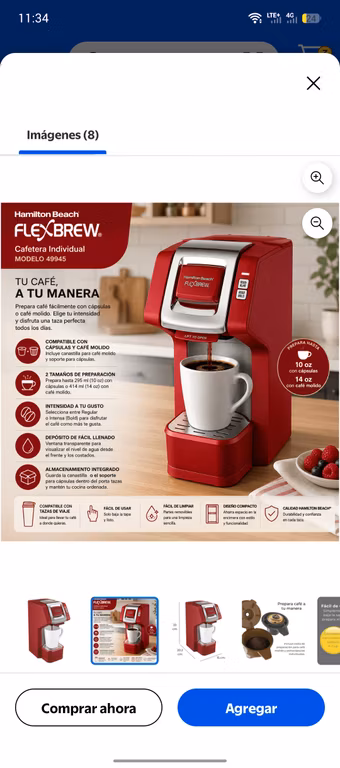 Cafetera Hamilthon Beach FlexBrew en Walmart APP