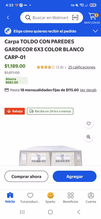 Carpa 6x3 con paredes GARDECOR