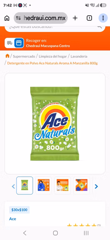 Chedraui: Ace Natrurals 800grms (precio al comprar 5)