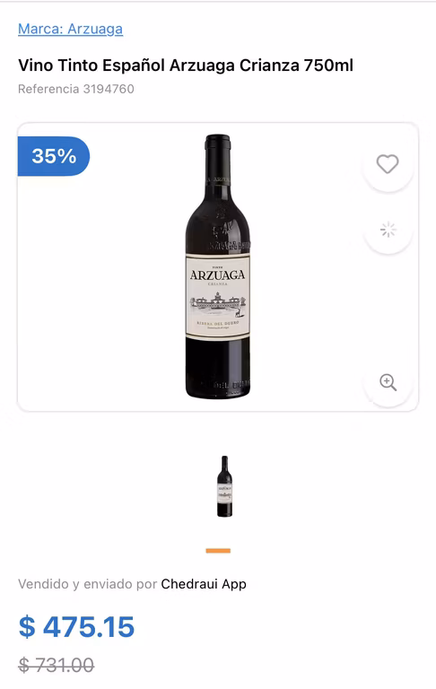 Chedraui: Vino Arzuaga Ribera del Duero 750ml