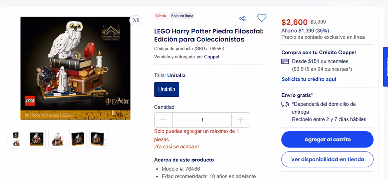 Coppel: LEGO Harry Potter Piedra Filosofal: Edición para Coleccionistas