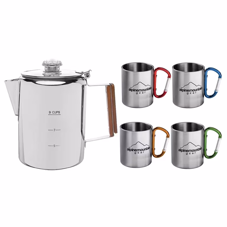 Costco: Alpine Mountain Gear Cafetera y 4 tazas de 250 ml