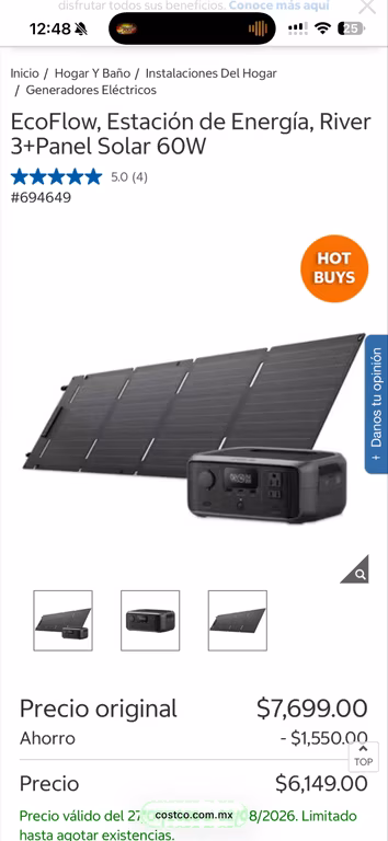 Costco: EcoFlow, Estación de Energía, River 3+Panel Solar 60W