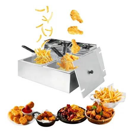 Freidora De Aceite 12l Con Termostato Ajustable Para Cocina Plateado 2 60 Hz