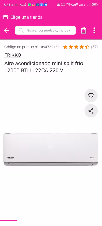 Frikko aire acondicionado minisplit frío 12000 BTU 122CA 220 V ||| Liverpool envío gratis