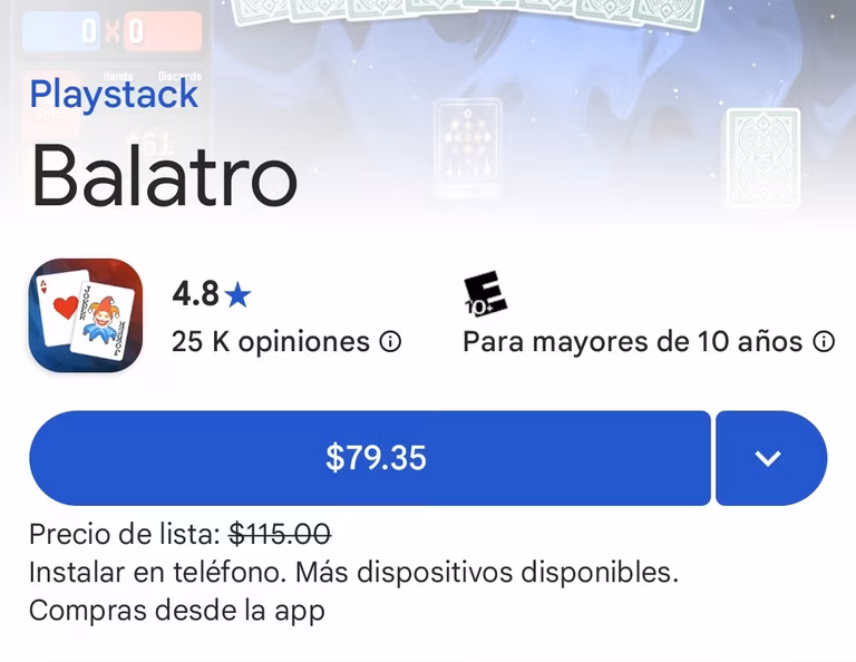 Google Play: Balatro Barato