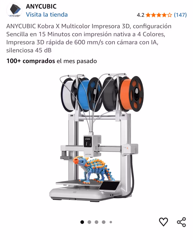 Impresora 3D Multicolor Anycubic Kobra X Amazon Impuestos incluidos y MSI