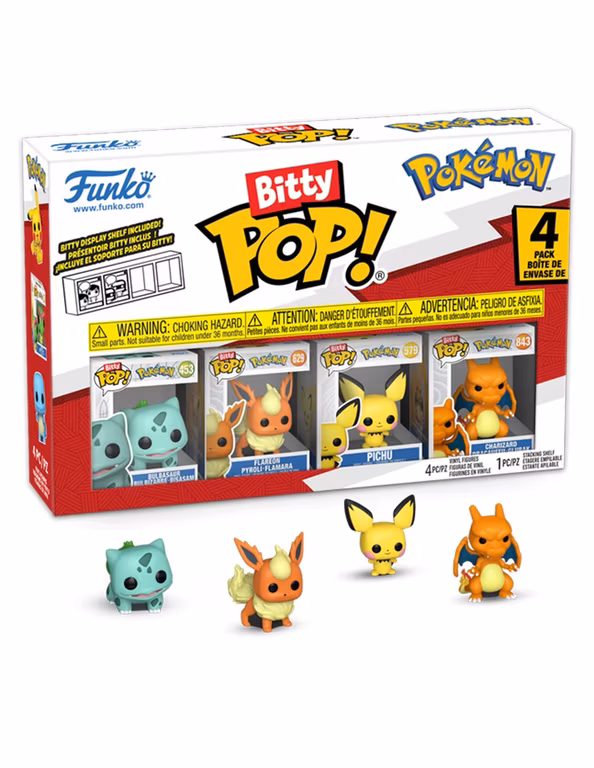 Liverpool | Bitty POP! Pokémon Bulbasaur, Flareón, Pichu y Charizard