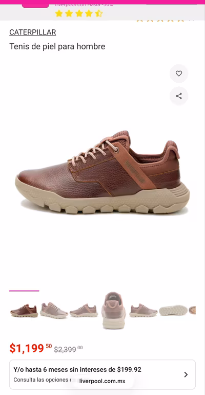 Liverpool: Tenis Caterpillar hasta 50% OFF