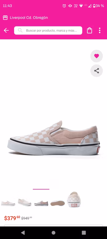 Liverpool: Vans Slip-on cuadros blanco y rosa