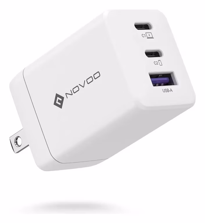 Mercado Libre: - Cargador Novoo 67w Gan. 2 USB C + 1 USB A