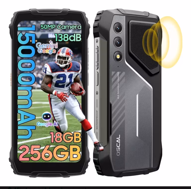Mercado Libre: Celular oscal 256 GB 18 GB ,1500 mah Android 15