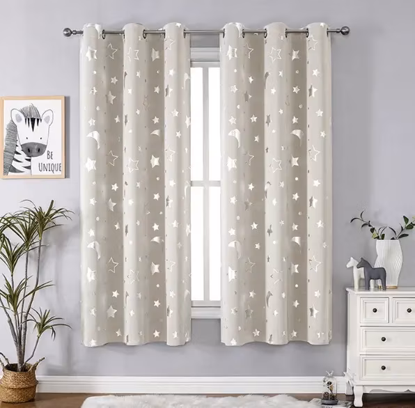 Mercado Libre: Cortina Blackout Para Recamara Luna Estrellas 100x130cm, 1PZ