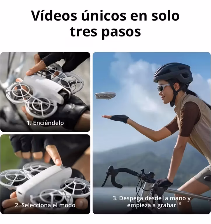 Mercado Libre: DJI Neo Cámara 4K UHD Drone mini 135g Seguimiento de objetivos. video estabilizado, protetor de hélices, sin control remoto