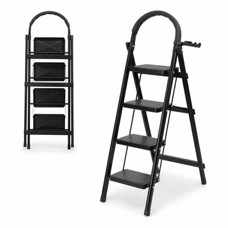 Mercado libre. - Escalera Acero Tijera Tubular 4 Peldaños Plegable Portátil Negro