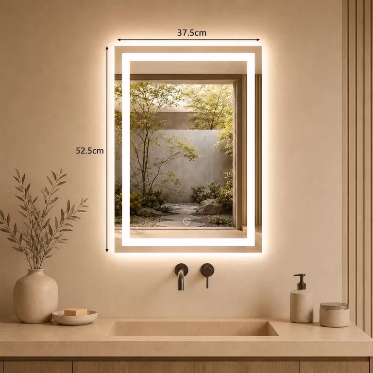 Mercado Libre: Espejo Luz Led Touch | Rectangular 37.5 x 52.5cm