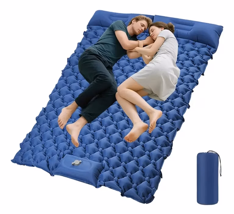 Mercado Libre: Gioia Colchón Inflable Matrimonial Azul con Bomba de Pie y Almohada para Camping