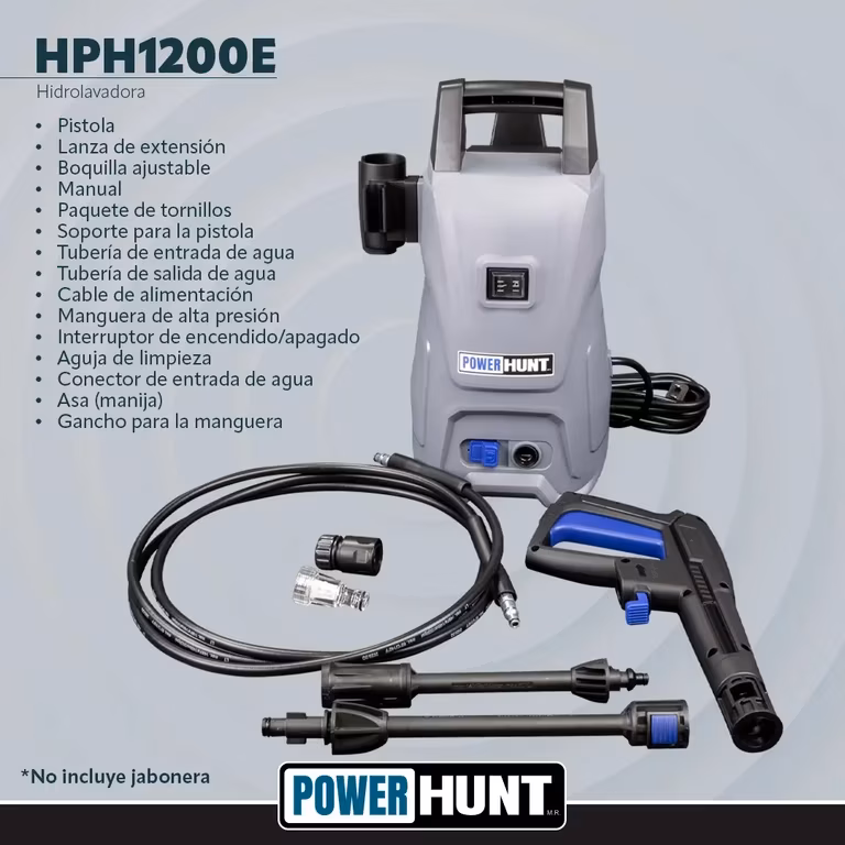 Mercado Libre: Hidrolavadora Electrica 1200w Power Hunt 1600 Psi 6.5 L/min 127v