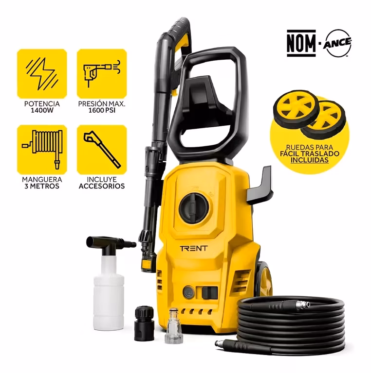 Mercado Libre: Hidrolavadora Electrica Portátil Con Ruedas Trent 1400w Alta Presión 1600