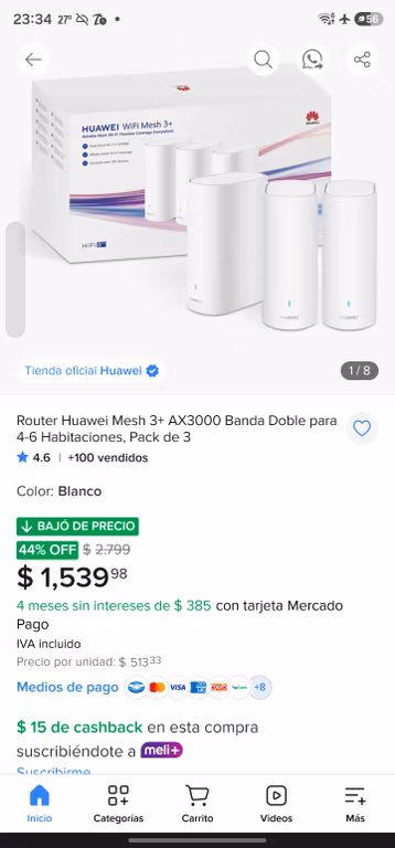 MERCADO LIBRE / Huawei mesh 3+ (3 pack)