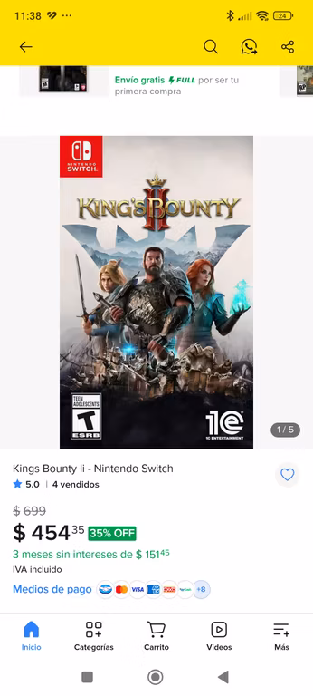 Mercado Libre: King Bounty 2 Nintendo Switch