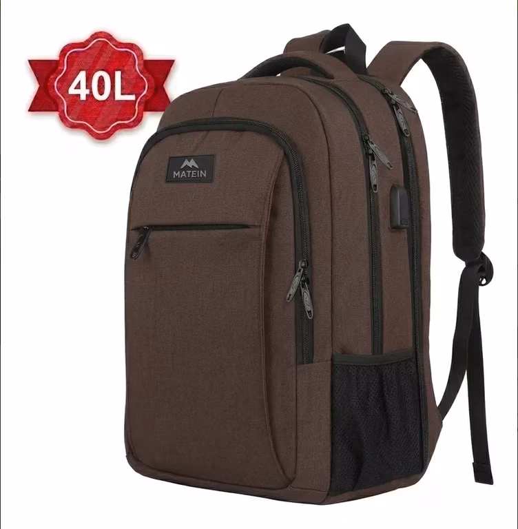 Mercado Libre Mochila de viaje, puertos USB, impermeable, 40L, laptop