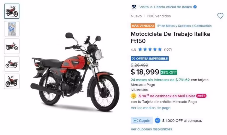 Mercado Libre: Motocicleta De Trabajo Italika Ft150