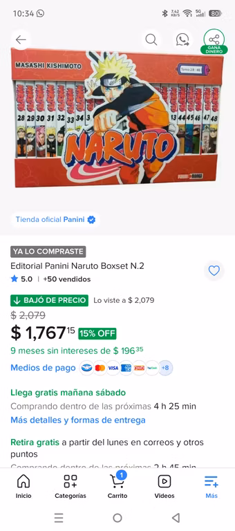 Mercado libre: Naruto Boxset N.2