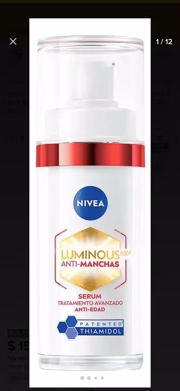 Mercado Libre: Nívea Luminous 360 serun facial anti manchas y anti edad, Ácido Hialurónico y Colágeno, 30ml