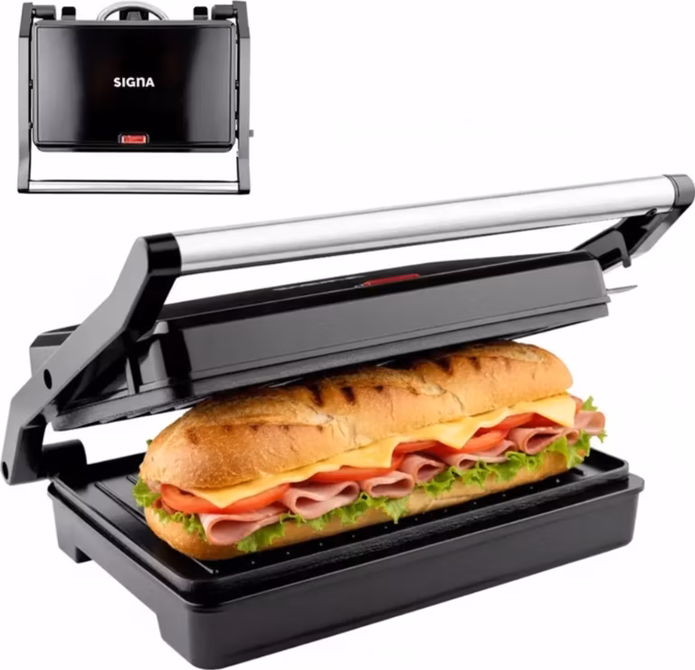 Mercado Libre: Parrilla Sandwichera Electrica Panini Antiadherente Acero Inoxidable Color Negro Signa