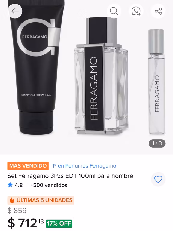 Mercado Libre: Perfume Set 3 pz Ferragamo edit 100 ml. Vendido por amora