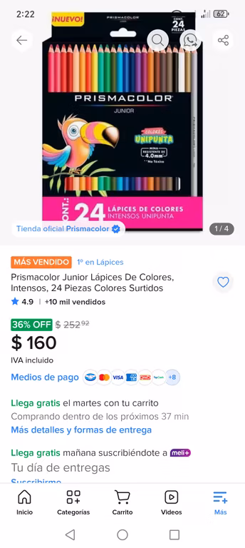 Mercado Libre: Prismacolor Junior Lápices De Colores, Intensos, 24 Piezas Colores Surtidos