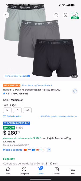 Mercado libre - Reebok 3 Pack Microfiber Boxer