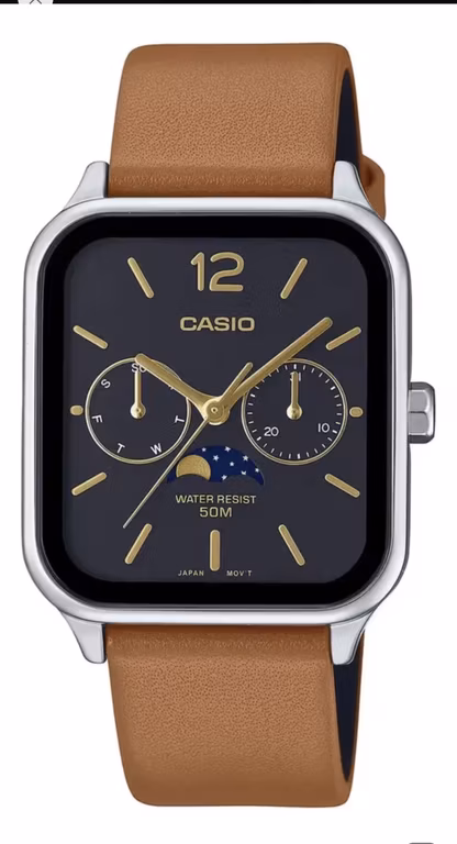 Mercado Libre: Reloj Casio Caballero "Mtp-M3051-1a" Piel Marron Fases Lunares