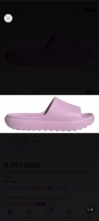 Mercado Libre: Sandalias adidas Casual Adilette Lumia Unisex Violeta Ih8924