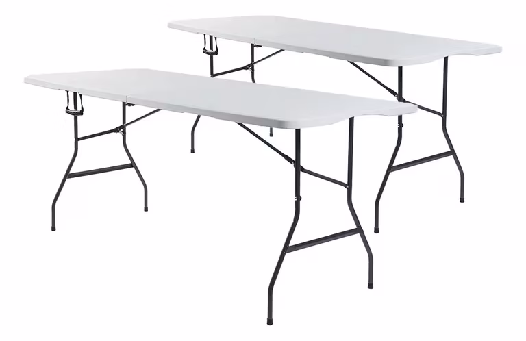Mercado Libre: Set 2 Mesas Plegables Blancas 180 cm Portátiles