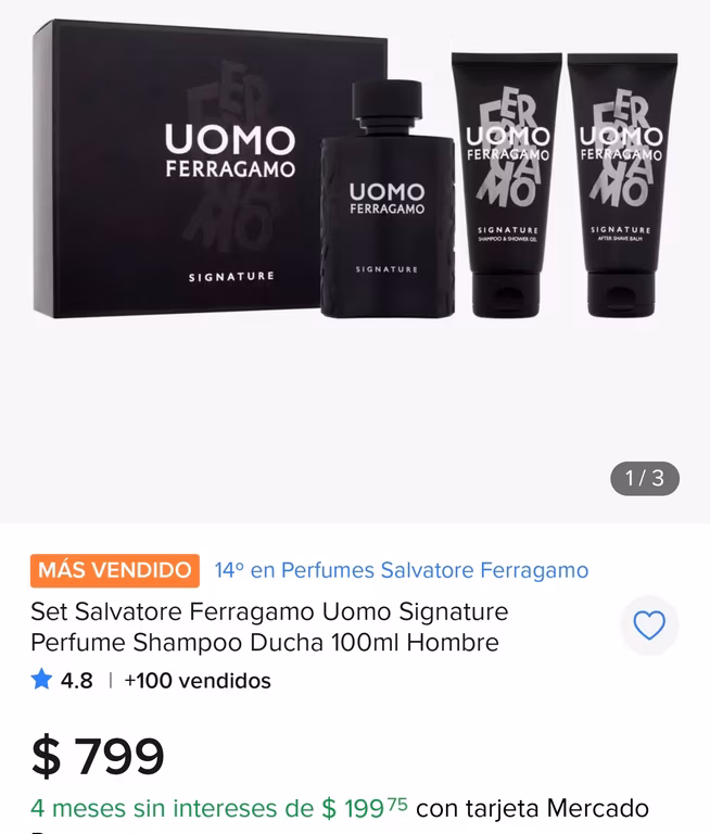 Mercado Libre: Set Perfume Uomo ferragamo vendido por 100 por ciento original