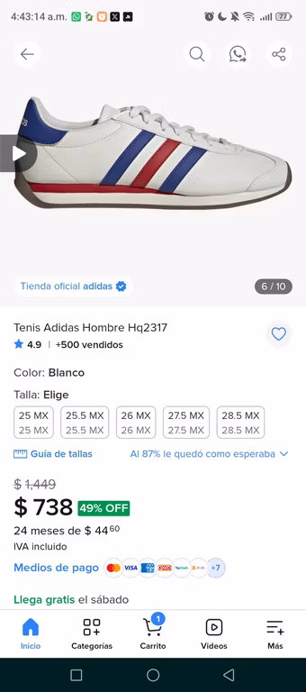 Mercado libre: Tenis Adidas Hombre Hq2317