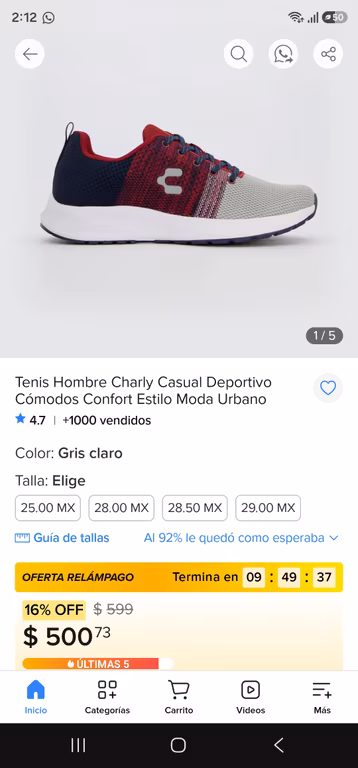 Mercado Libre: Tenis charly