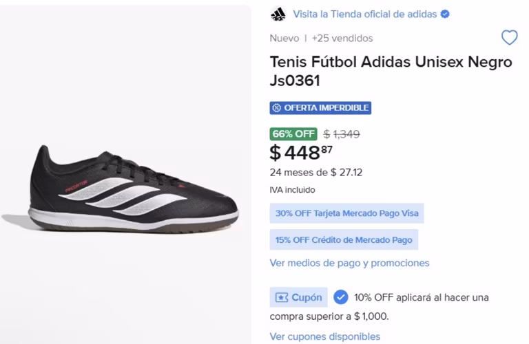 Mercado Libre: Tenis Fútbol Adidas Unisex